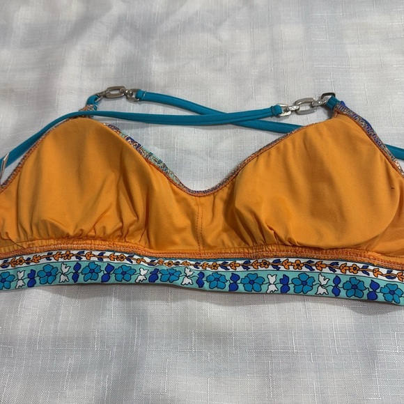 (B3) Trina Turk Orange and Blue Bikini Top, size 4 - Picture 11 of 12